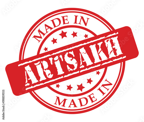 Made in Artsakh red rubber stamp illustration vector on white background