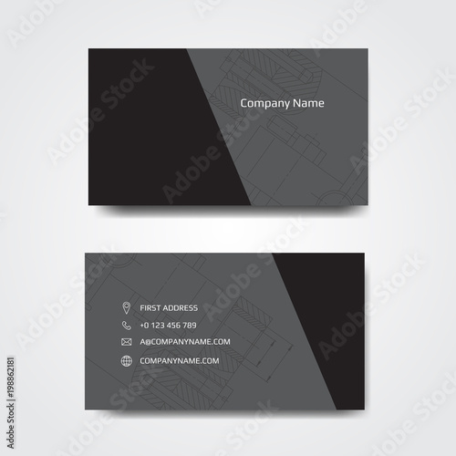 Set of engineering business card. Engineering drawings. vector illustration