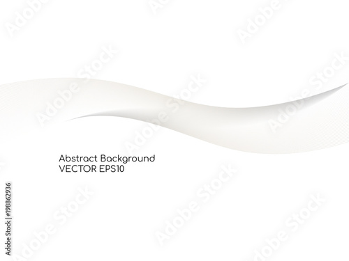 Abstract vector wavy white background with gray color smooth curves wave lines for divider line design elements or background