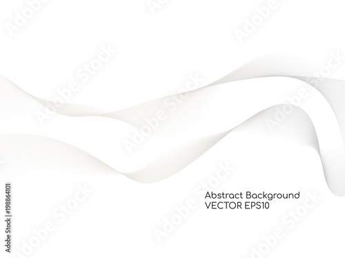 Abstract vector wavy white background with gray color smooth curves wave lines for divider line design elements or background