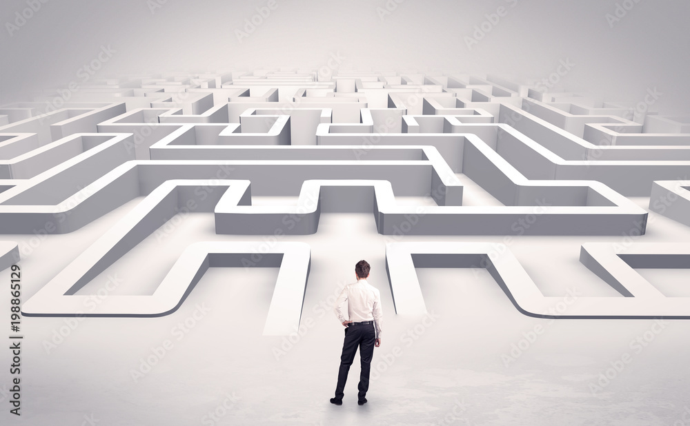 Businessman getting ready to enter a 3D flat labyrinth concept
Businessman getting ready to enter a 3D flat labyrinth concept