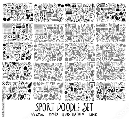 Fototapeta Ręcznie rysowane doodle wektor linii Sport element ikona na białym tle eps10