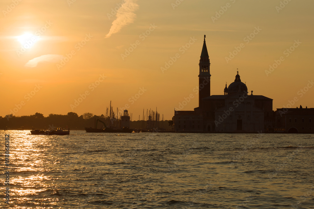Dawn at the Cathedral of San Giorgio Maggiore. Venice, Italy