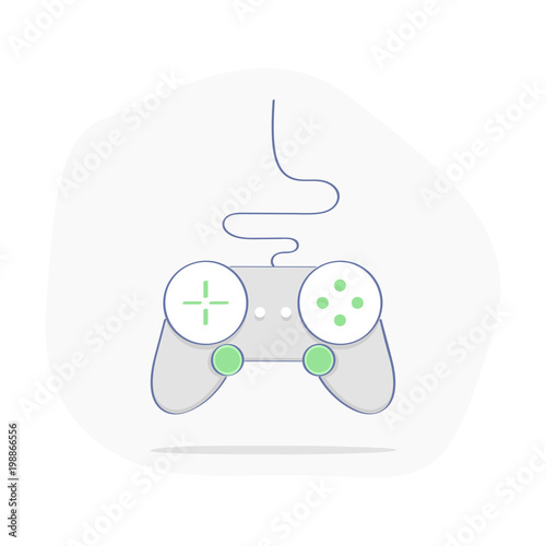 Video game console Joystick,  GamePad Controller with control buttons. Game icon. Gadget for playing video games, leisure and fun. Flat outline vector illustration design. 