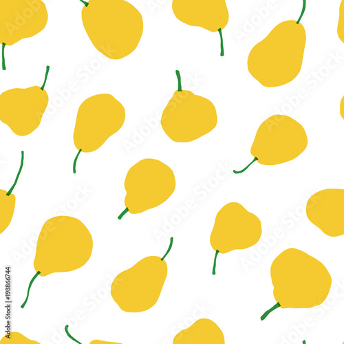 Pear seamless pattern. Vector simple fruit background