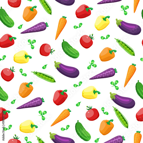 Wallpaper Mural Organic food seamless pattern. Vector vegetables on a white background. Torontodigital.ca