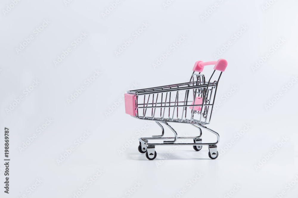 Shopping cart pink on white background. Shopping cart pink on white background.