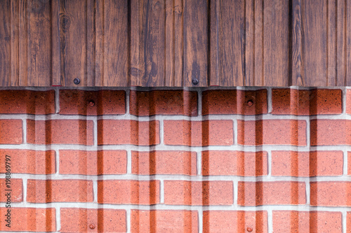 roofing with a brick and wood texture  close-up  background image