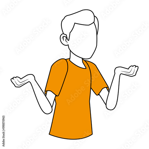 Faceless man confused vector illustration graphic design