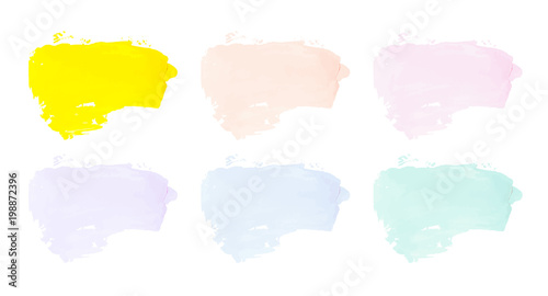 Vector colorful paint smear stroke stain set. Abstract textured art illustration. Acrylic Texture Paint Stain Illustration. Hand drawn brush strokes vector elements. Spring and summer colors.