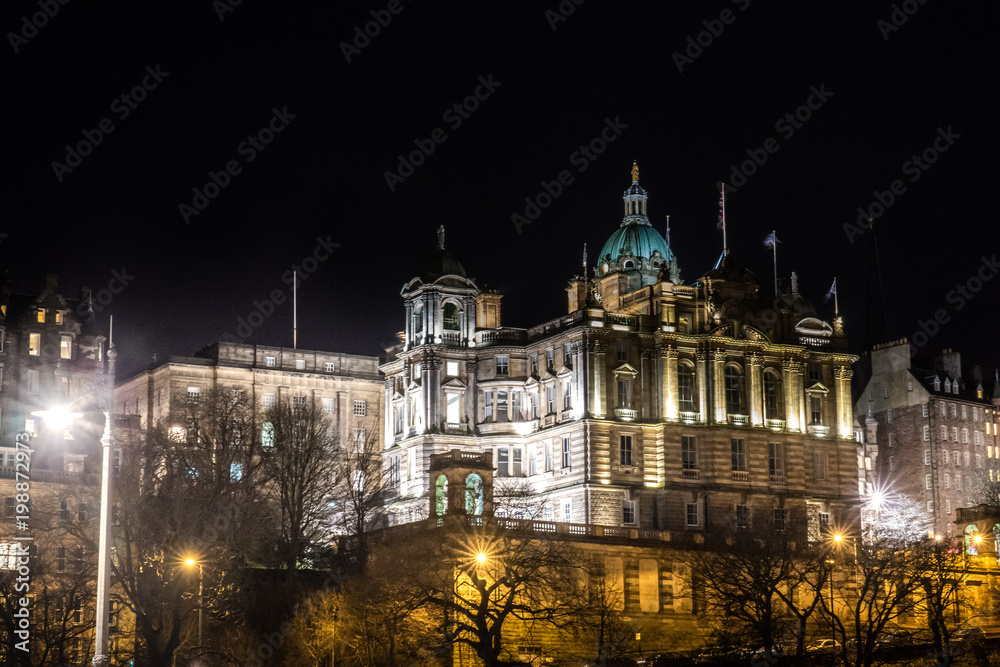 EDINBURGH,24  March 2018  - Night view of Edinburgh city in Scotland.