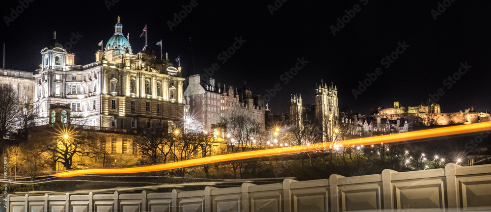 Fototapeta premium EDINBURGH,24 March 2018 - Night view of Edinburgh city in Scotland.