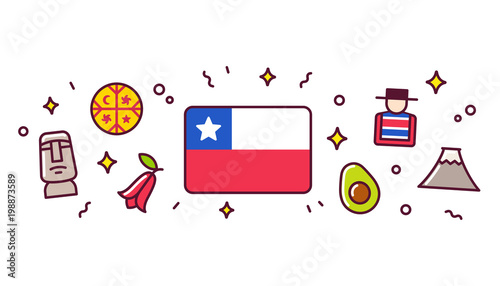 Chile symbols banner illustration