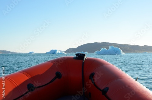 Icebergs floating in the Atlantic Ocean, Greenland photo