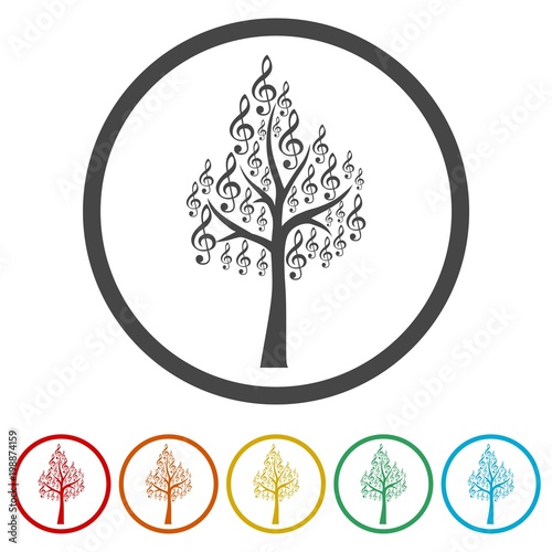 Treble Clef icon, Musical key, Musical tree, 6 Colors Included