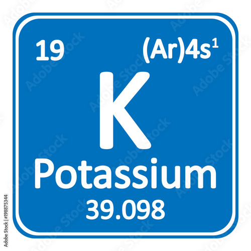 Periodic table element potassium icon.