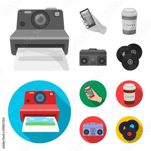 Hipster, fashion, style, subculture .Hipster style set collection icons in monochrome,flat style vector symbol stock illustration web.