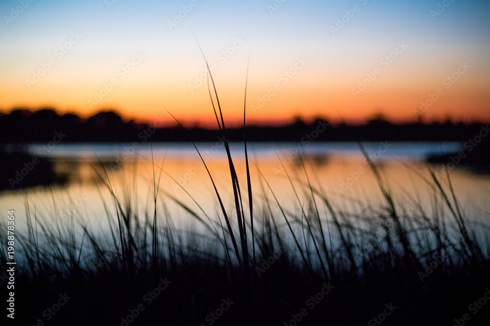 Lake and Pond Sunset Silhouette