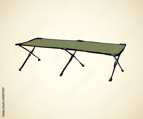 Camp bed. Vector drawing
