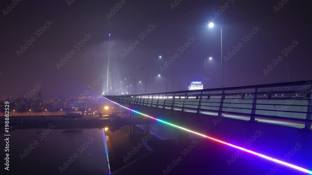 Night timelapse view of Ada Bridge in Belgrade Night timelapse view of Ada Bridge in Belgrade