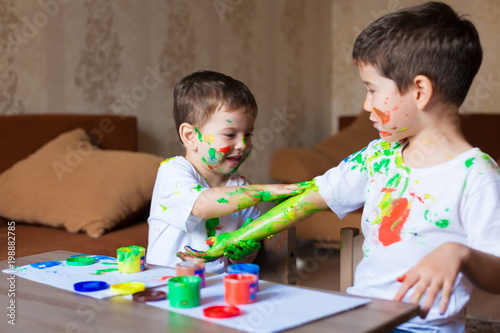 Face, painted, hands, white t-shirt