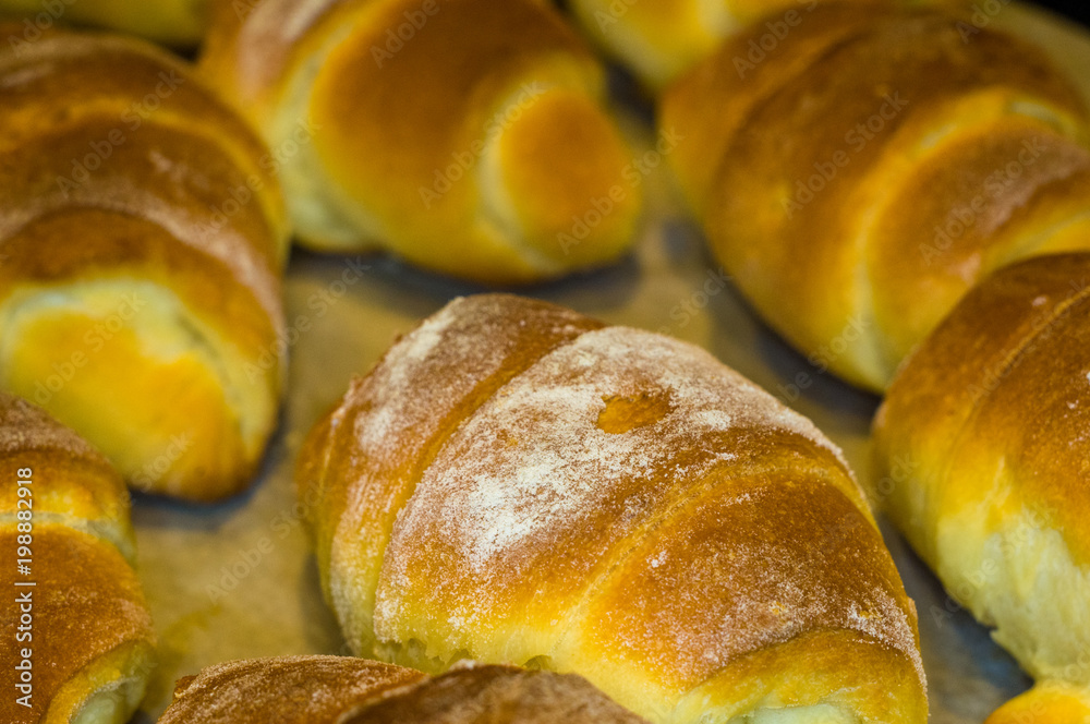 Homemade croissants with sweet filling Homemade croissants with sweet filling
