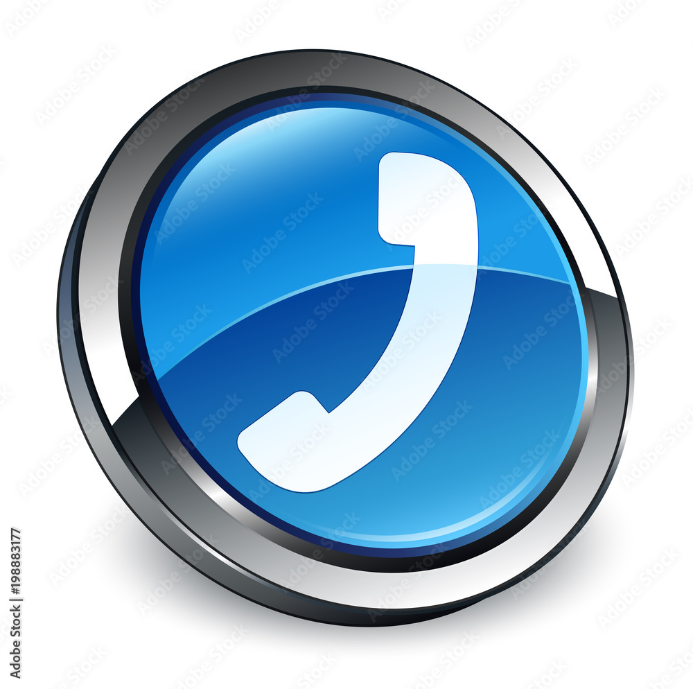 Phone icon 3d blue round button Phone icon 3d blue round button