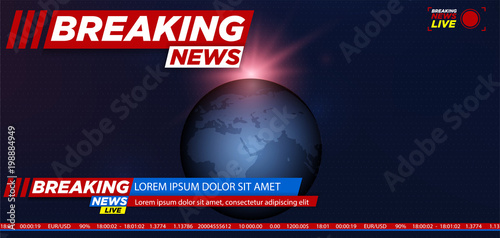 Breaking news background with planet