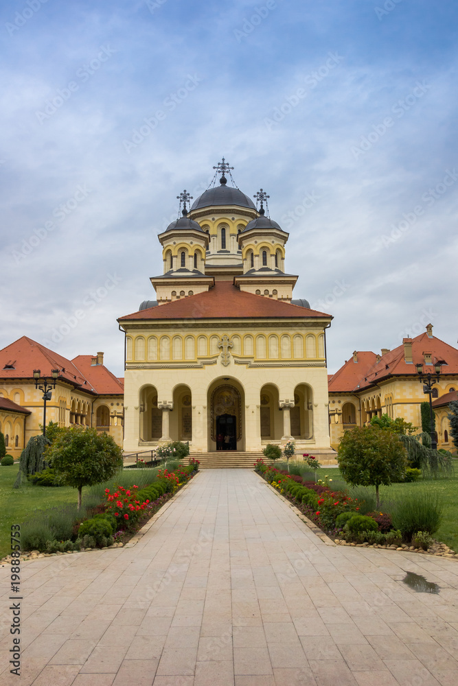 Front of the orthodox cathedral in the citadel of Alba Iulia, Romania