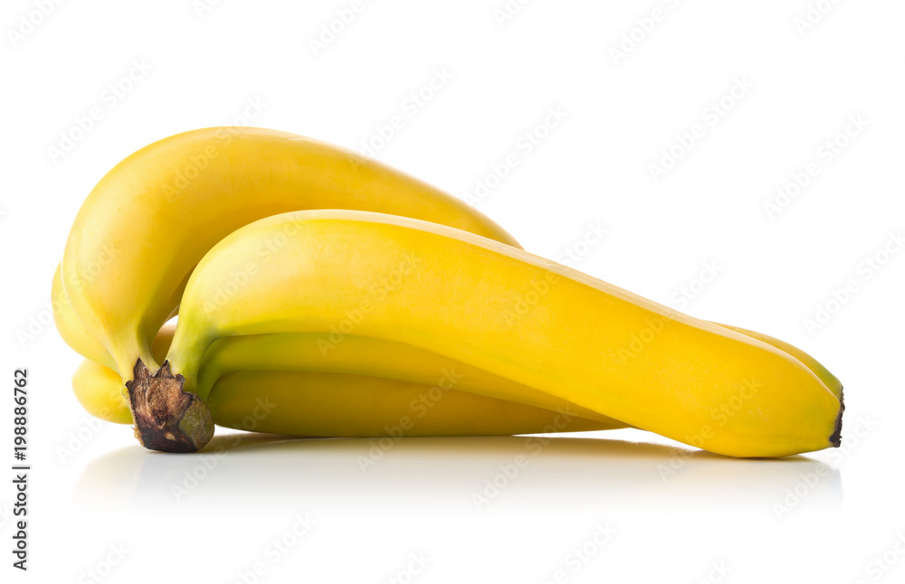 Bundle of fresh, yellow, ripe bananas