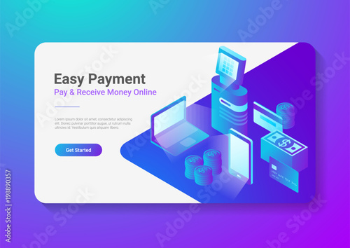 Isometric Flat Online Payment Smartphone Laptop POS Terminal