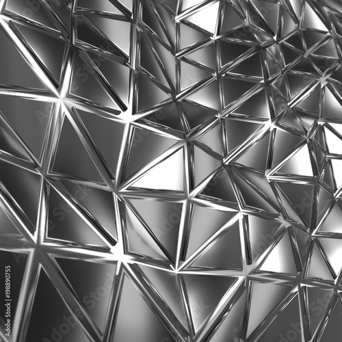 Abstract silver triangular background 3d render