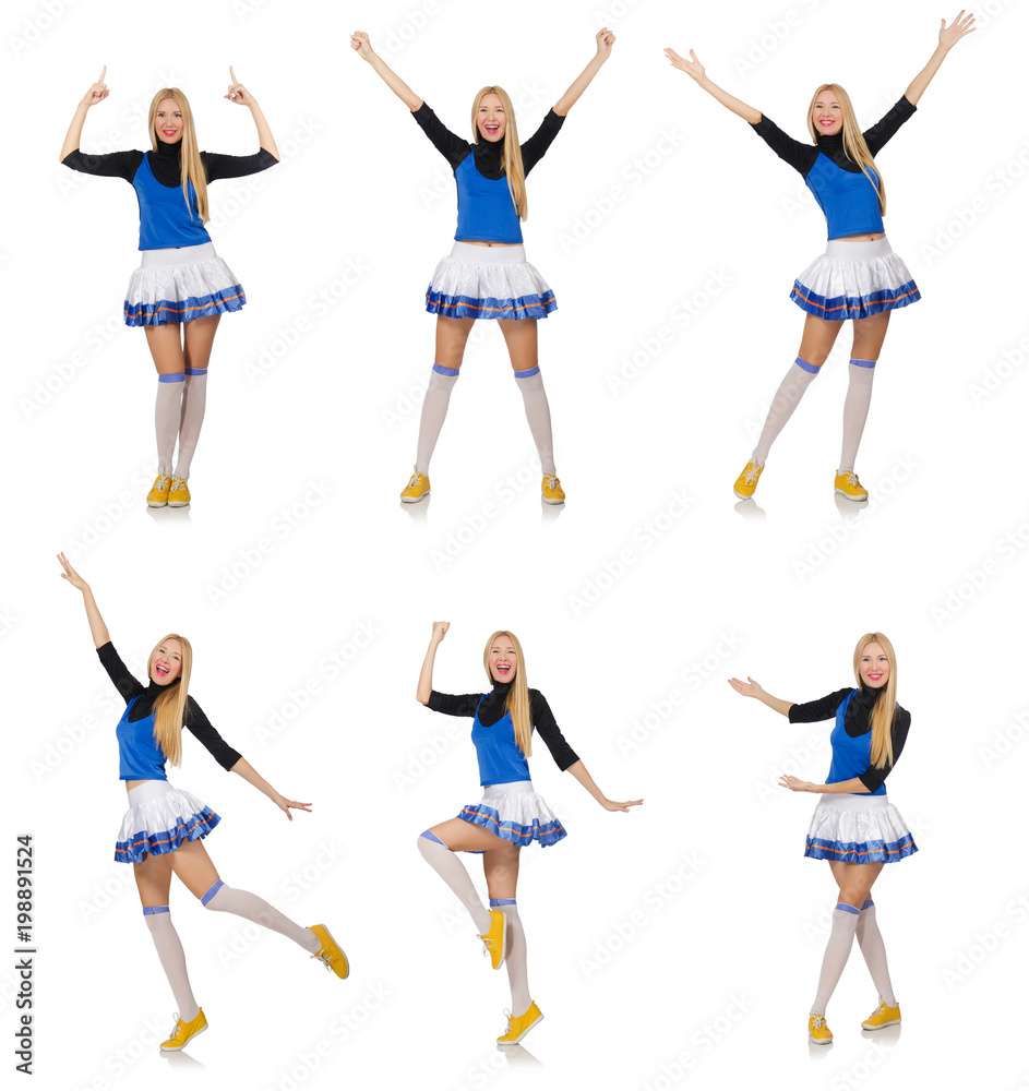 Cheerleader isolated on the white background