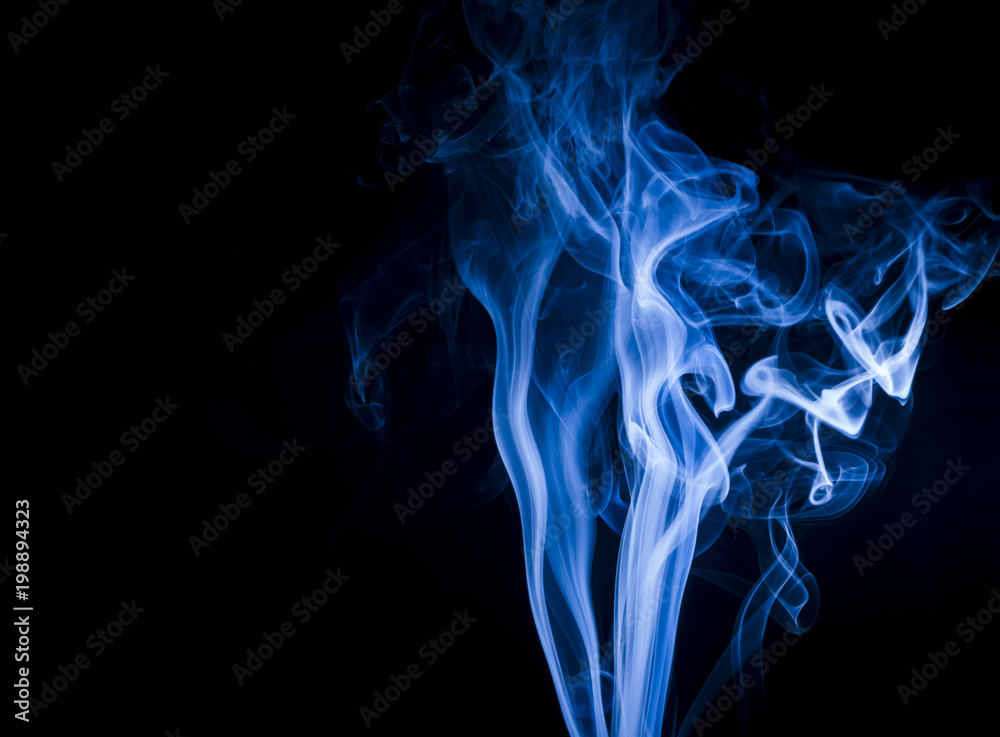 Blue smoke on black background Blue smoke on black background