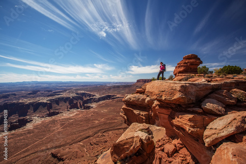 Hiker in Canyonlands National park in Utah, USA