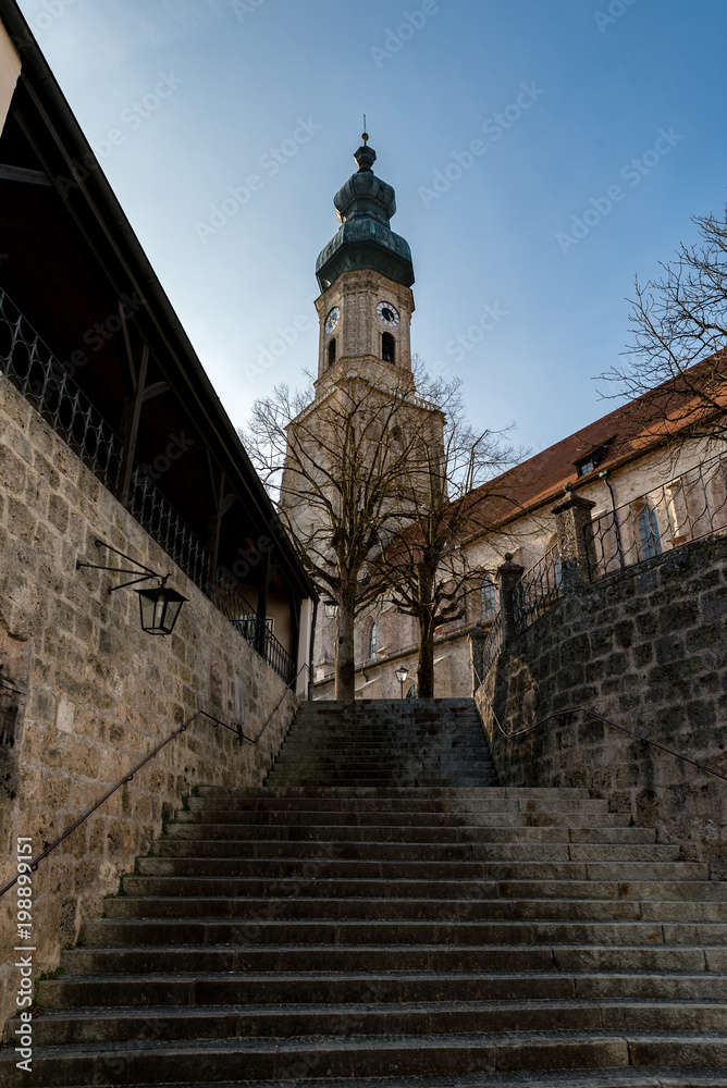 The old church of Burghausen with some stairs