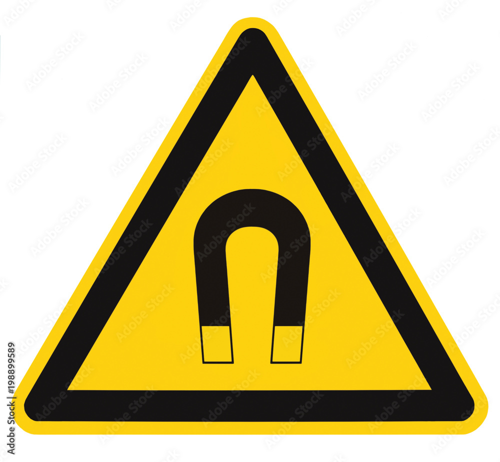 Strong Magnetic Field Warning Sign Isolated Label, Hazard Safety Caution Attention Danger Risk Concept, Yellow Black Notice Vertical Adhesive Triangle Sticker Icon, Large Detailed Macro Closeup Strong Magnetic Field Warning Sign Isolated Label, Hazard Safety Caution Attention Danger Risk Concept, Yellow Black Notice Vertical Adhesive Triangle Sticker Icon, Large Detailed Macro Closeup