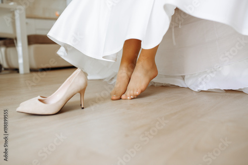 woman legs on wedding