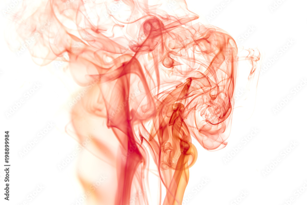 Fototapeta premium Red smoke on white background