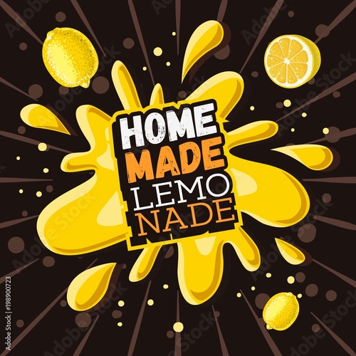 Home Made Lemonade Typographic Design With A Splash.