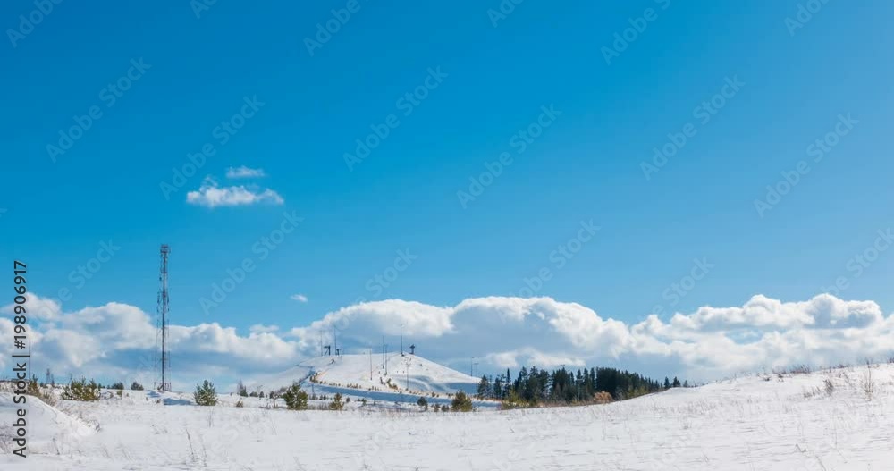 Long time lapse of clouds over winter landscape Long time lapse of clouds over winter landscape