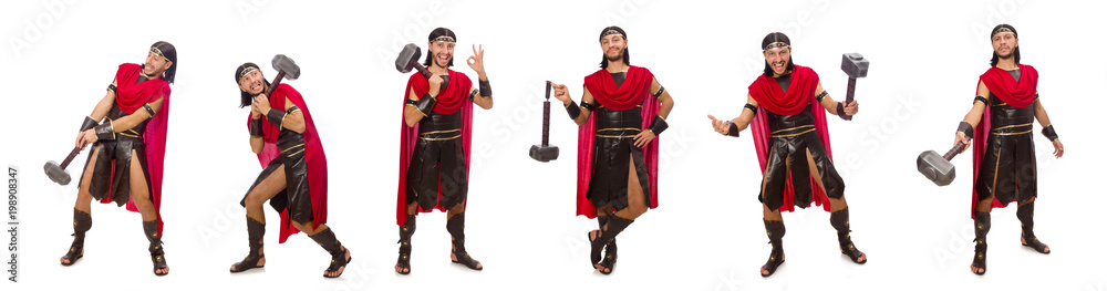 Gladiator with hammer isolated on white Gladiator with hammer isolated on white