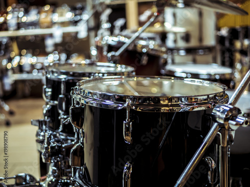 close up drum set in the studio