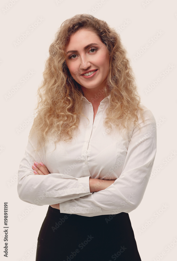 portrait of a friendly female assistant. portrait of a friendly female assistant.