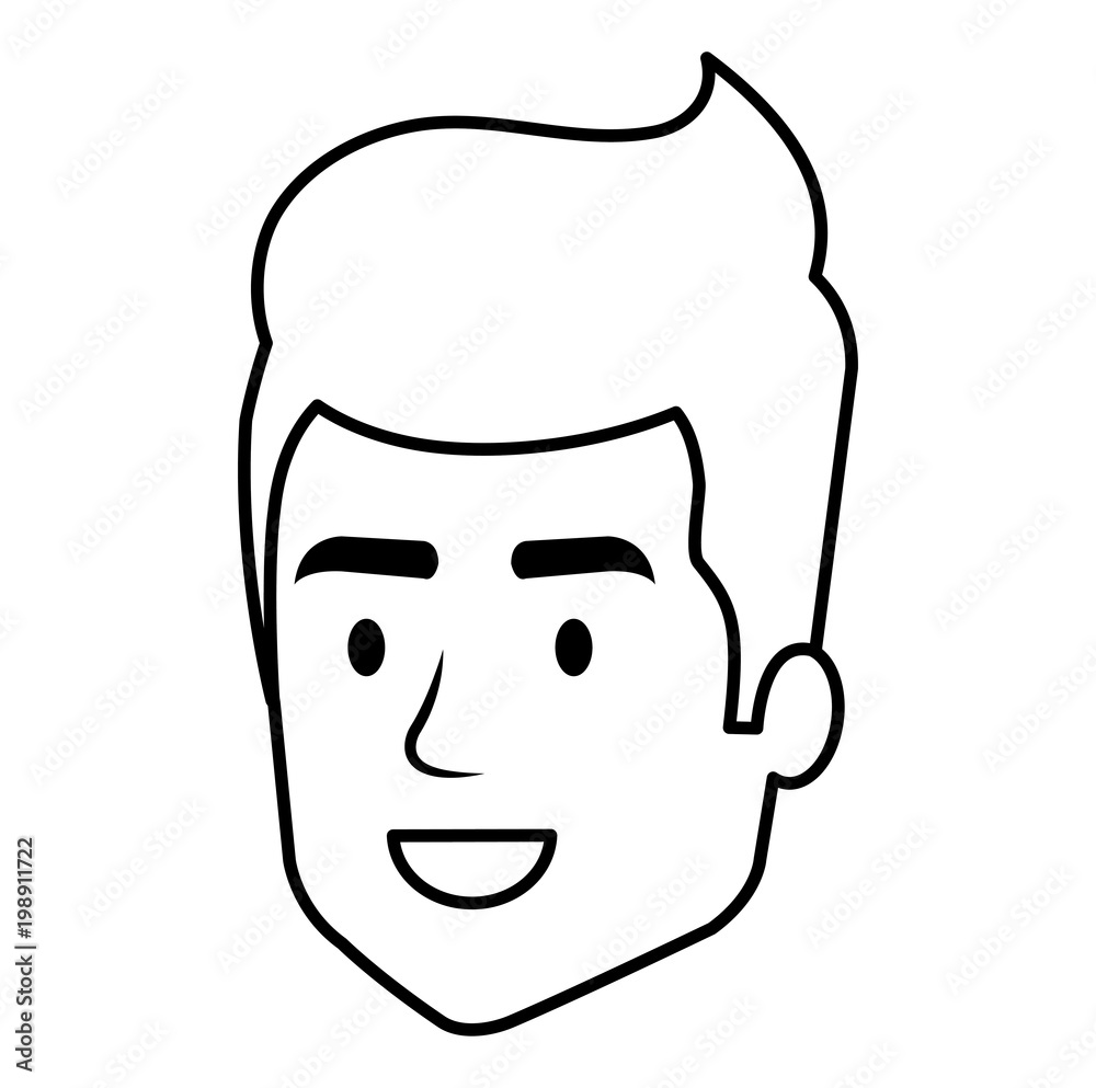 young man head avatar character vector illustration design