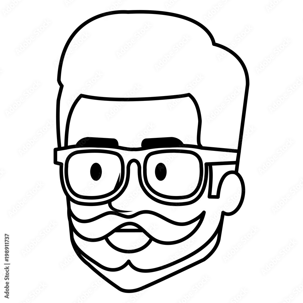 young man hipster style head avatar character vector illustration design young man hipster style head avatar character vector illustration design