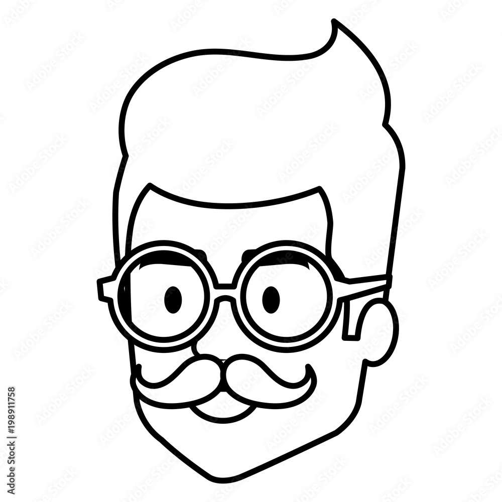 young man hipster style head avatar character vector illustration design young man hipster style head avatar character vector illustration design