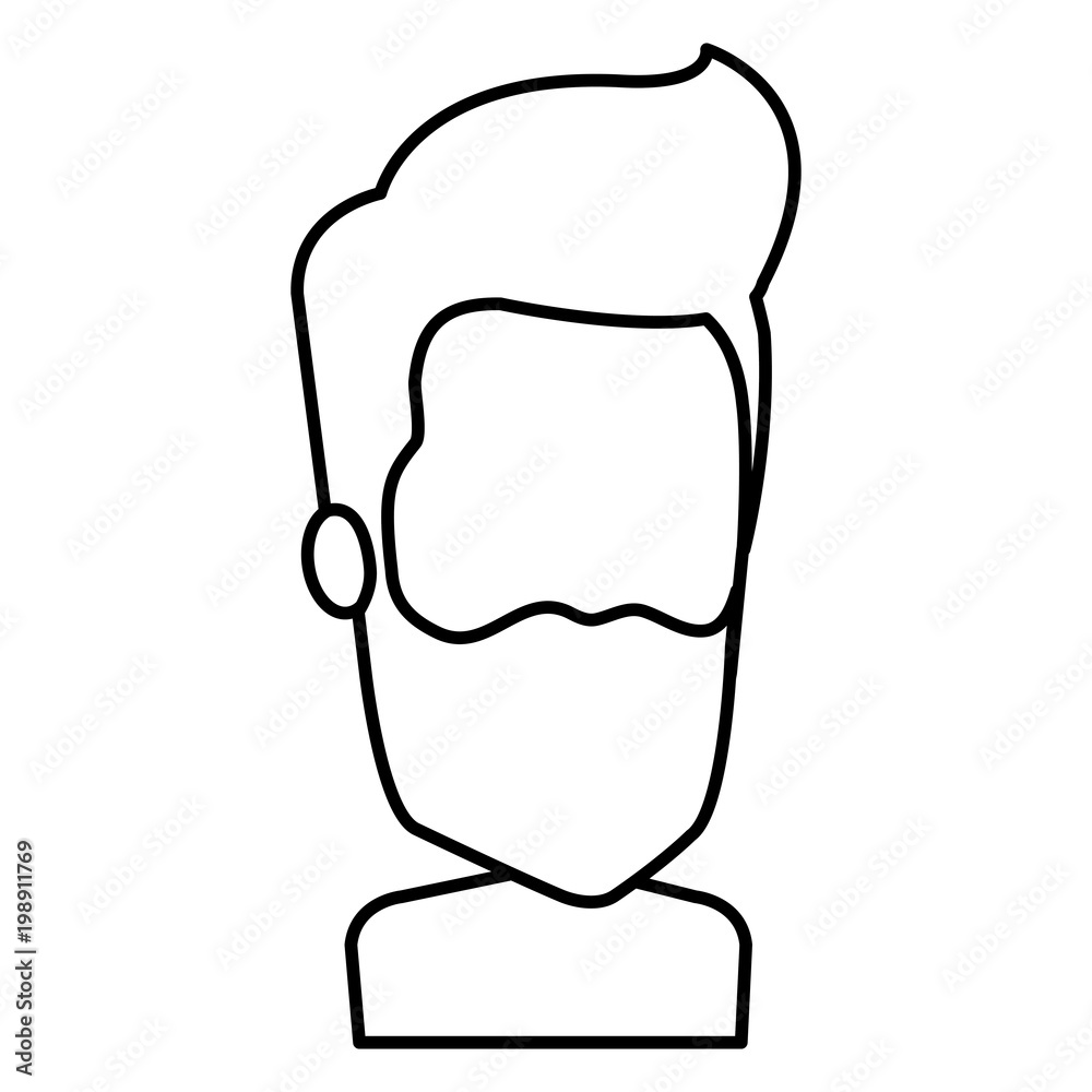 young man with beard shirtless avatar character vector illustration design