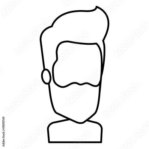 young man with beard shirtless avatar character vector illustration design
