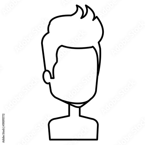 young man with beard shirtless avatar character vector illustration design
